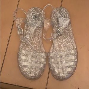 GAP KIDS CLEAR/SILVER JELLY SANDALS W GLITTER